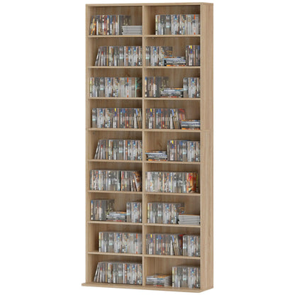HOMCOM 640 CD Storage Tower, Bookcases & Shelves - Nature Wood Finish