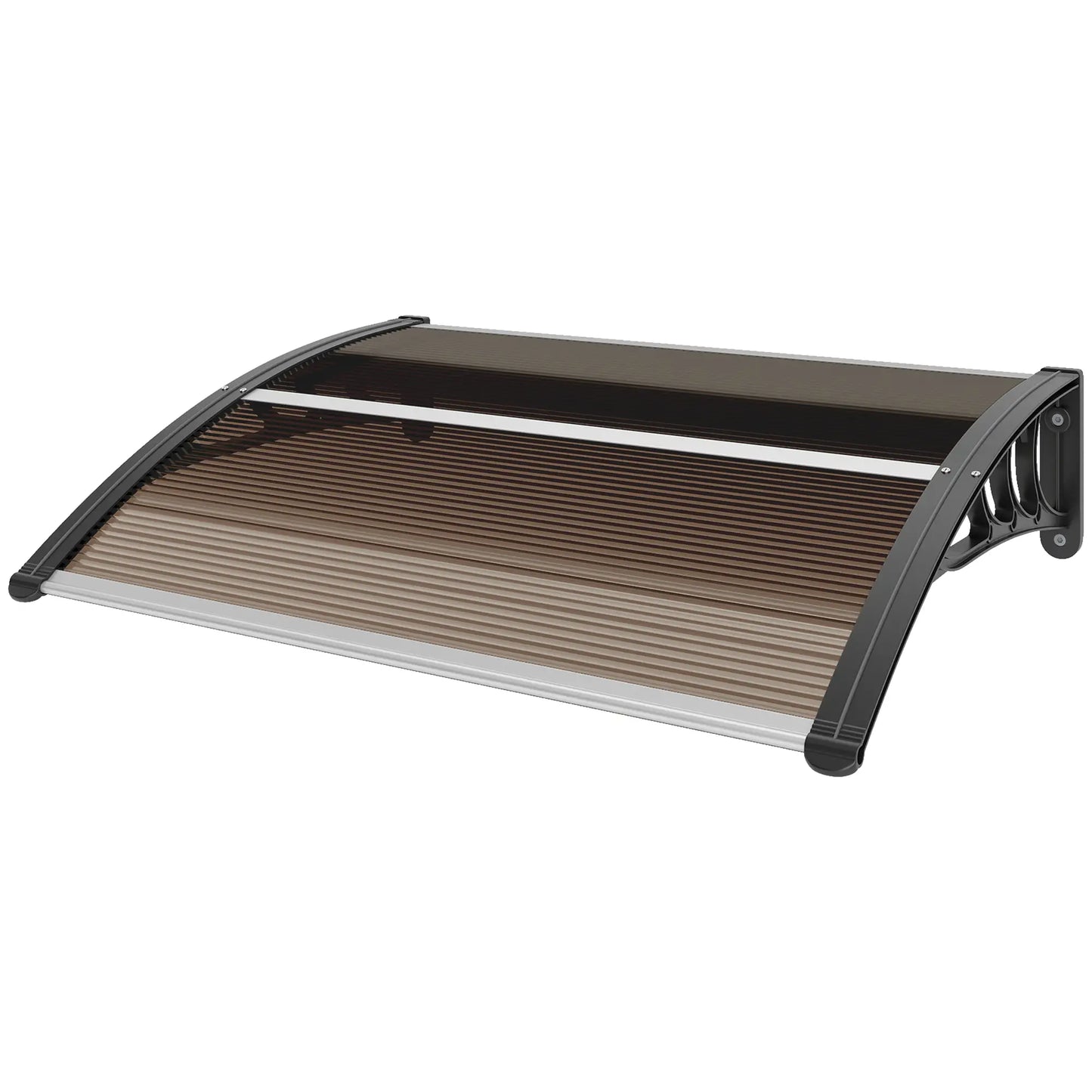 Outsunny Front Door Canopy Outdoor Awning Aluminium Rigid, Rain Shelter UV Water Rain Resistant Brown