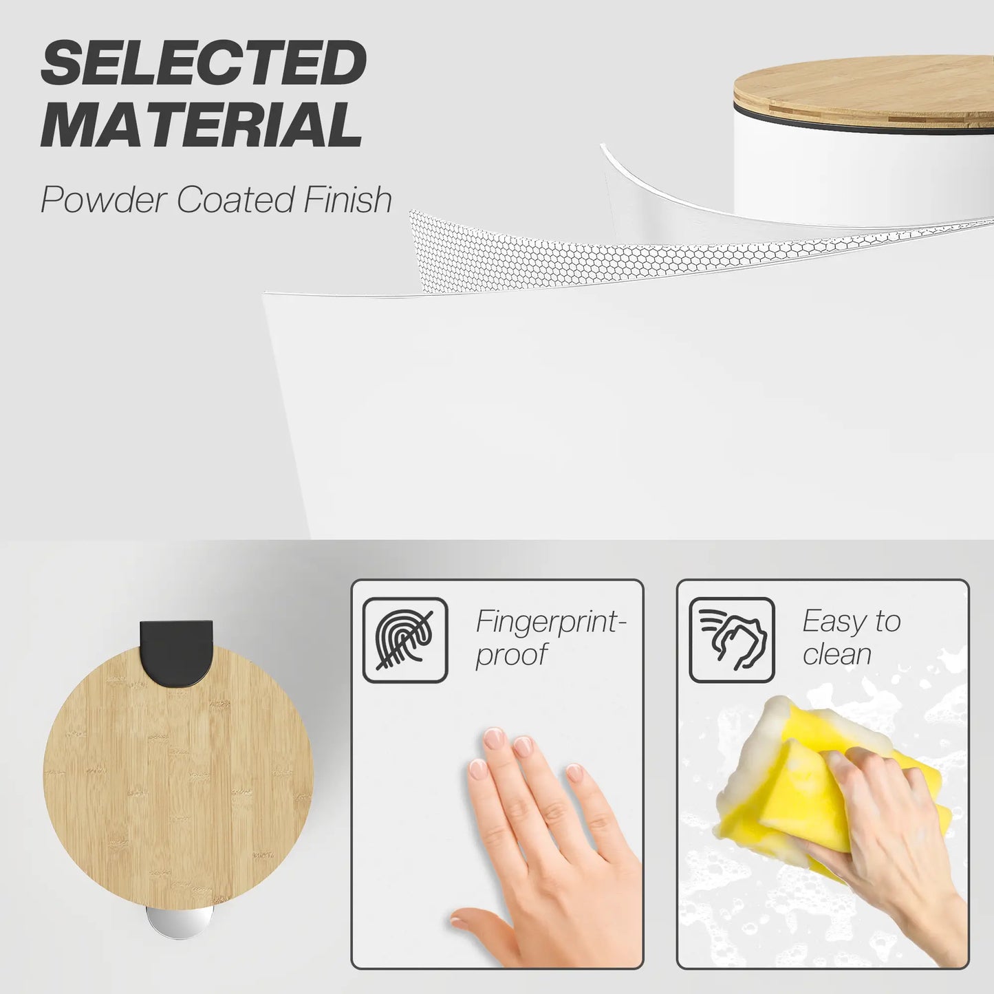 HOMCOM Kitchen Bin, 30 Litre Pedal Rubbish Bin with Removable Bucket, White, Natural