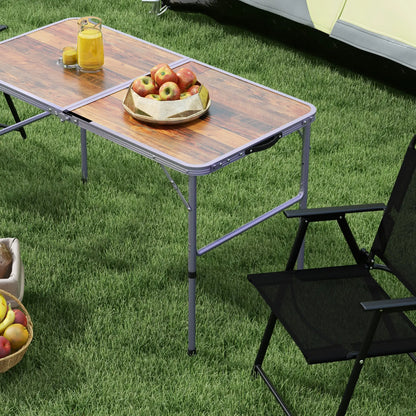 Outsunny 3ft Folding Camping Trestle Table Height Adjustable Aluminium Outdoor Garden Party Picnic BBQ Kitchen