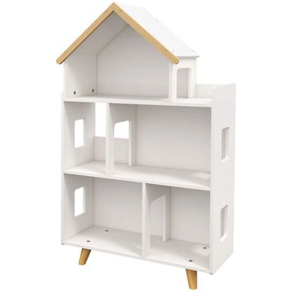 ZONEKIZ Three-Tier Toy Storage Shelf, Kids Bookcase with Six Cubes for Playroom, Bedroom - White