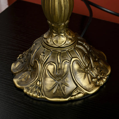 HOMCOM Stained Glass Table Lamp, Handcrafted Artisan Collectible, for Living Room and Bedside, Zinc Alloy