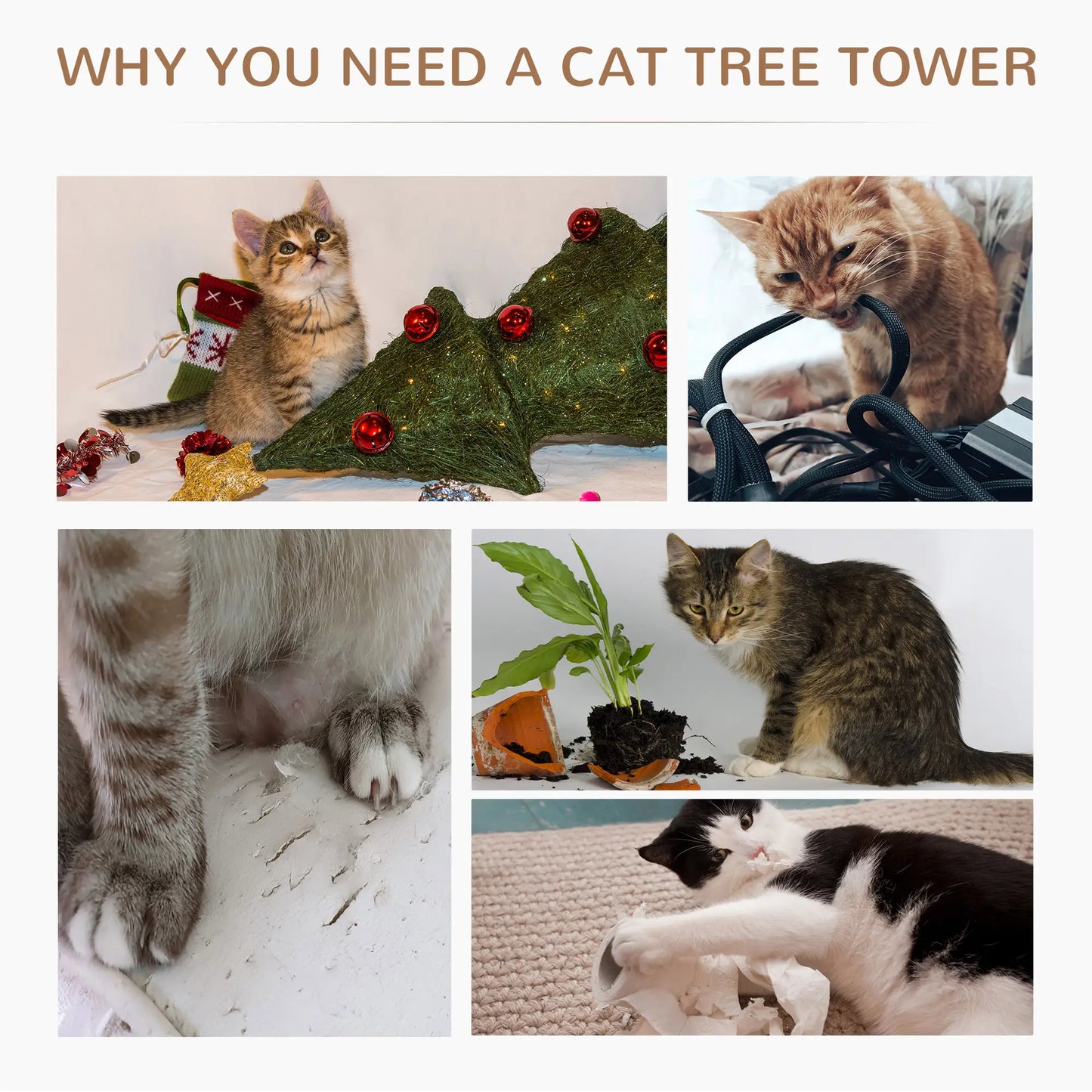 PawHut 65cm Cat Tree, Cat Tower for Kittens, Small Cat Condo with Sisal Scratching Posts, Hanging Rope - Brown