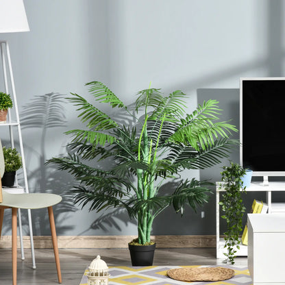 Outsunny Artificial Palm Plant Decorative Tree with Nursery Pot, Fake Plastic Indoor Home Office Décor, Green