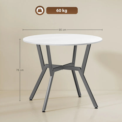 HOMCOM Dining Table, Round Kitchen Table with Black Legs, High Gloss White