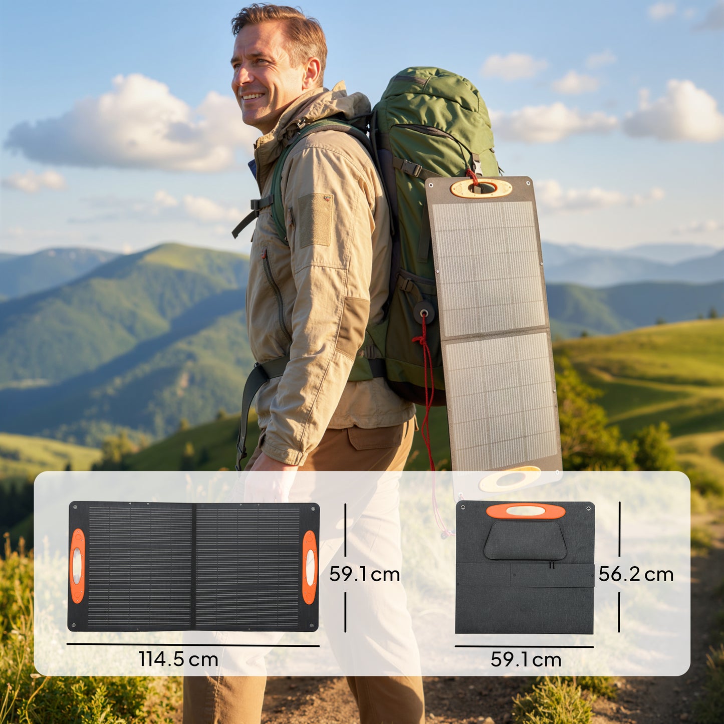 HOMCOM 100W Portable Solar Panel, Foldable Solar Charger with USB-A & USB-C Fast Charging Output, IP67 Waterproof