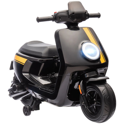 AIYAPLAY 6V Ride on Motorbike, Kids Electric Motorbike w/ Headlights, Music, Training Wheels, for 18-36 Months, Black