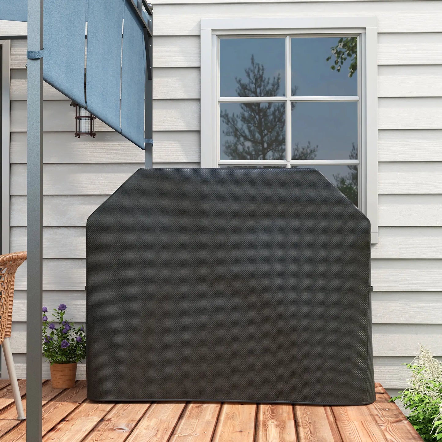 Outsunny 147 x 61cm Plastic Coated Protective Outdoor Barbecue BBQ Grill Cover - Black