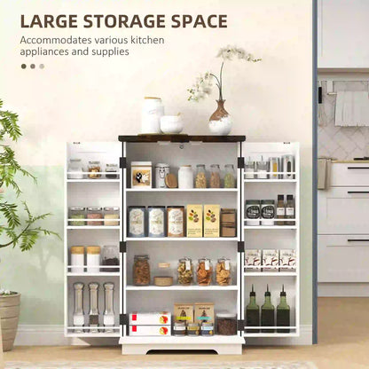 HOMCOM Multi-Storage Farmhouse Style Kitchen Cabinet - White