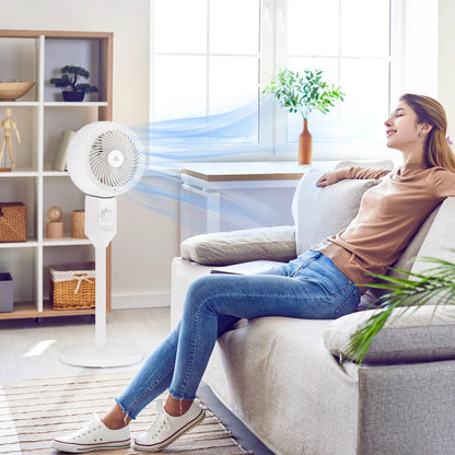 HOMCOM 9" Pedestal Fan, 70° Oscillation 90° Vertical Tilt Oscillating Air Circulator with 3 Speeds, Standing Fan, White