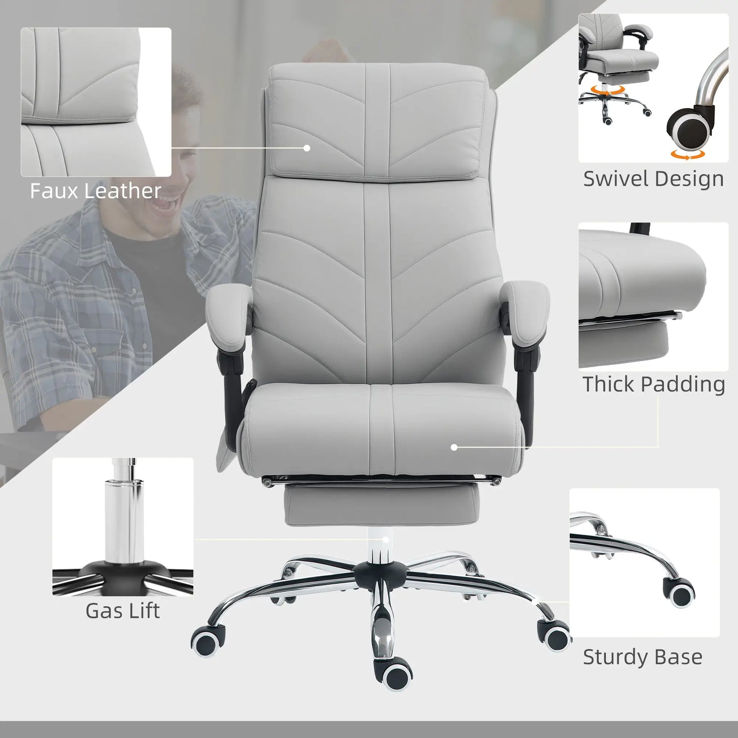 Vinsetto Faux Leather Massage Home Office Chair