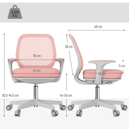 Vinsetto 44-56cm Mesh Back Office Chair with Adjustable Height - Pink