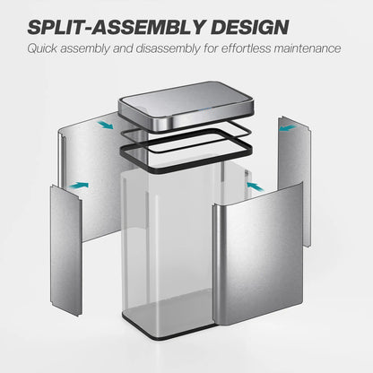 HOMCOM 50L Sensor Can, Sensor Bin with Soft-Close Lid, Fingerprint-Proof Stainless Steel, Silver Tone