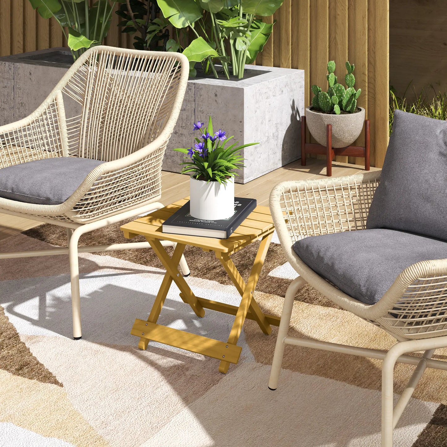 Outsunny Garden Furniture Wooden Foldable Outdoor Coffee Table