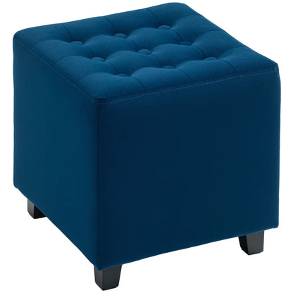 HOMCOM Velvet-Feel Square Ottoman, Lightweight  - Blue