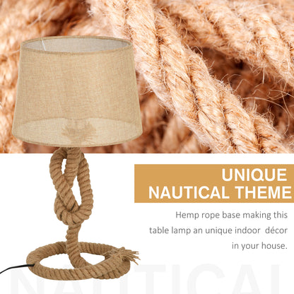 HOMCOM Nautical Style Table Lamp with Fabric Lampshade Metal Frame, 54cm Home Desk Lamp Bedroom Living Room, Beige