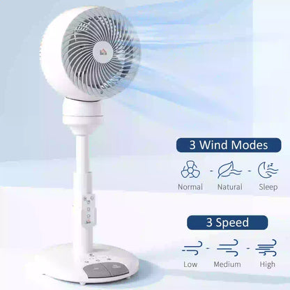 HOMCOM 9'' Air Circulator Fan 3 Speed, 70° Oscillation 90° Vertical Tilt, Height Adjustable, Remote Controller, for Living Room, Office