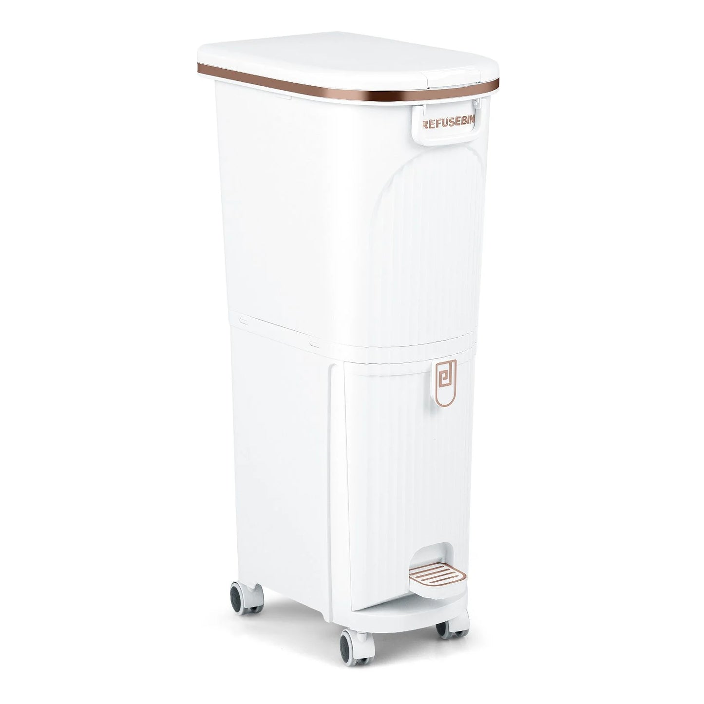 43L Kitchen Waste Can with Lid Double-Layer Sorting Trash Bin