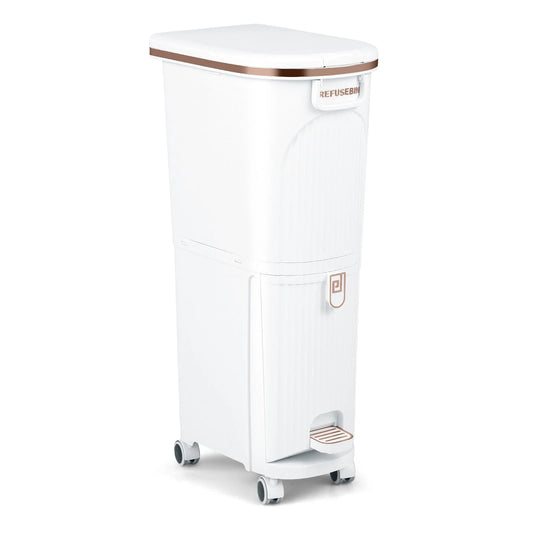 43L Kitchen Waste Can with Lid Double-Layer Sorting Trash Bin