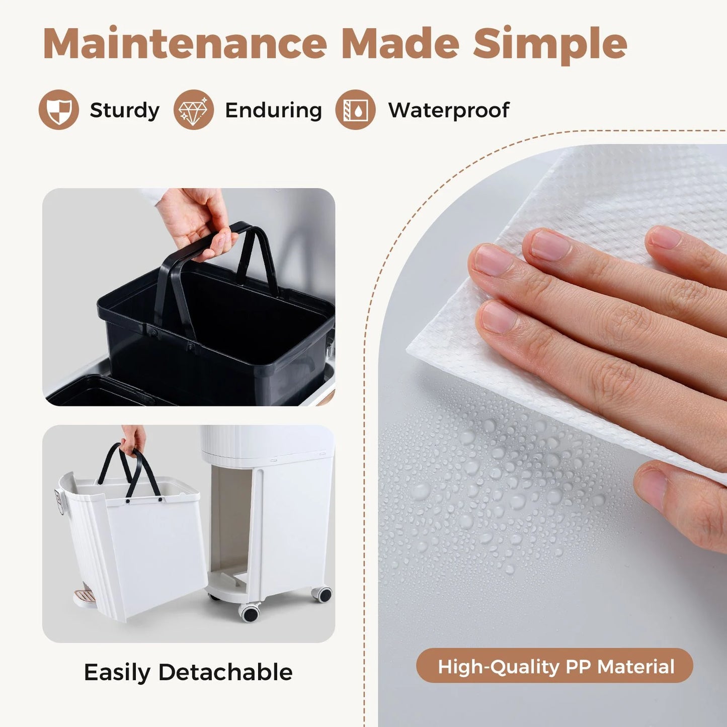 43L Kitchen Waste Can with Lid Double-Layer Sorting Trash Bin