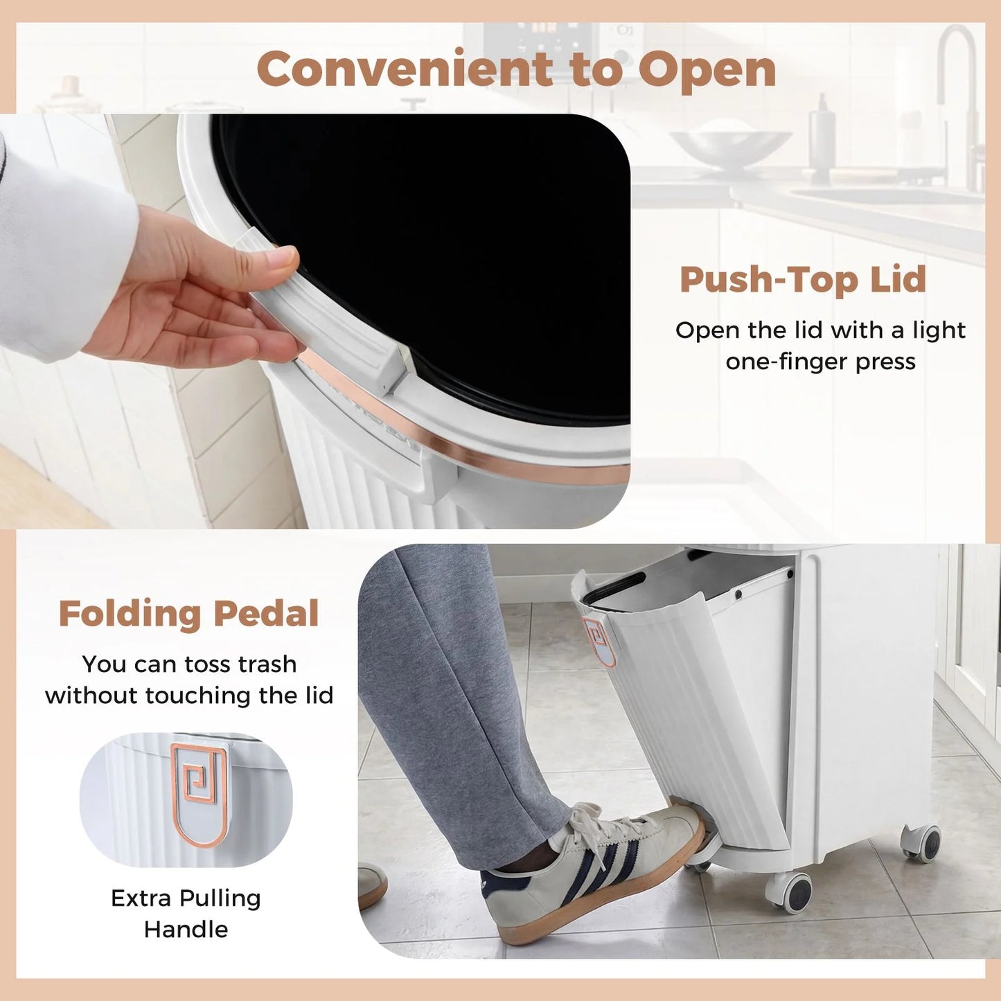 43L Kitchen Waste Can with Lid Double-Layer Sorting Trash Bin