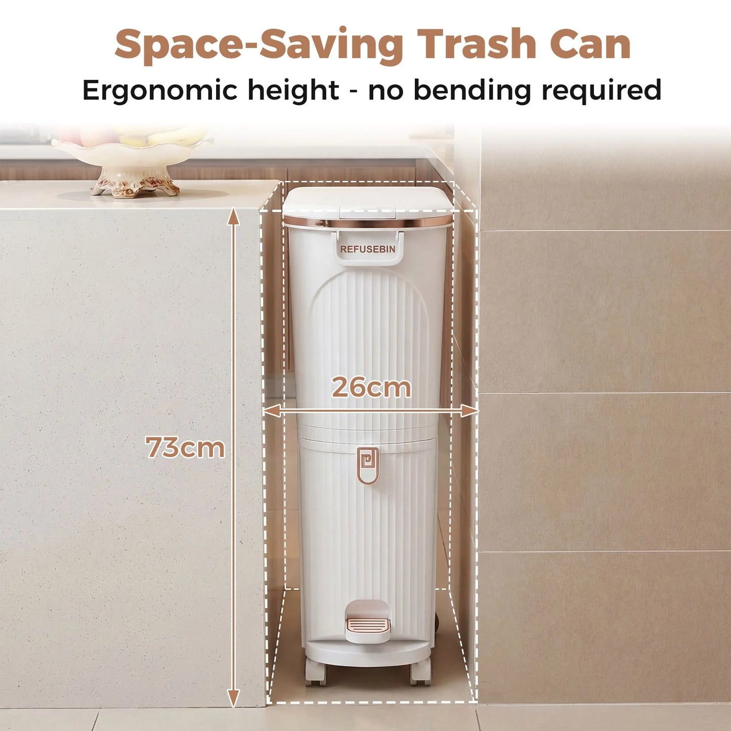 43L Kitchen Waste Can with Lid Double-Layer Sorting Trash Bin