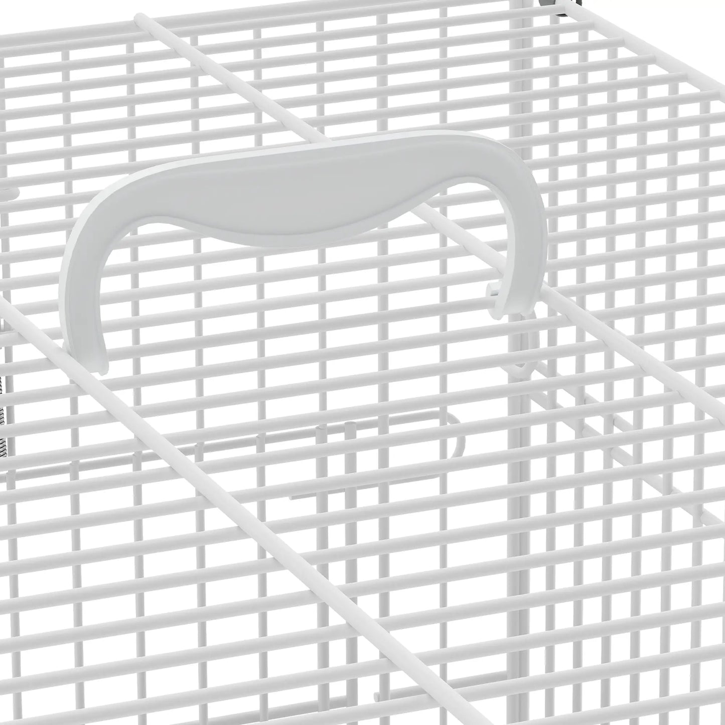 PawHut Bird Cage Foldable Portable Budgie Cage with Wooden Perch 2 Bowls for Travel, White