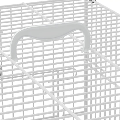 PawHut Bird Cage Foldable Portable Budgie Cage with Wooden Perch 2 Bowls for Travel, White