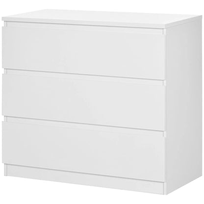 HOMCOM Chest of Three Storage Drawers with Anti-Tipping Straps - White