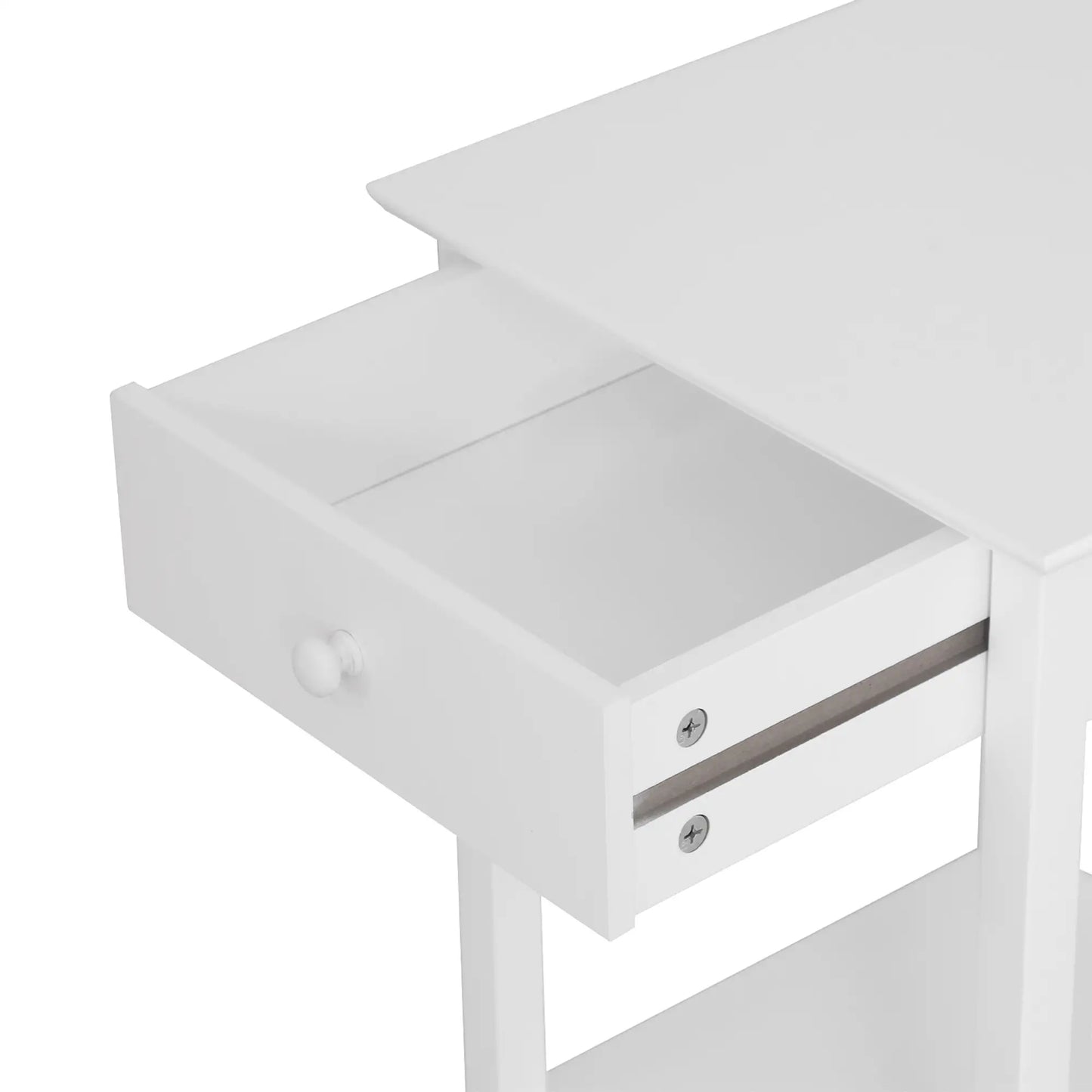 HOMCOM Wooden Side Table, Bedside Cabinet with Drawer and Storage Shelf for Bedroom, White