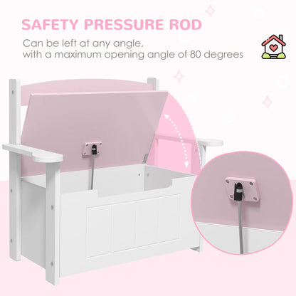AIYAPLAY 2-in-1 Toy Box Bench for Kids Storage with Lid for Bedroom, Nursery, Playroom, Pink