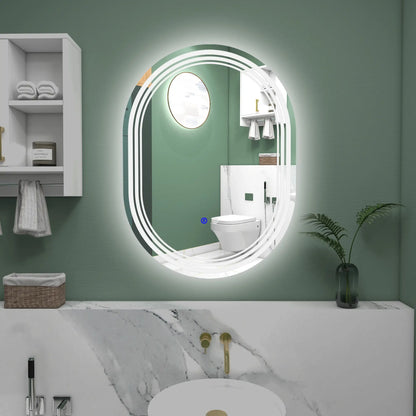 kleankin Bathroom Mirror with LED Lights Makeup Mirror, Anti-fog Touch, Switch, Vertical or Horizontal