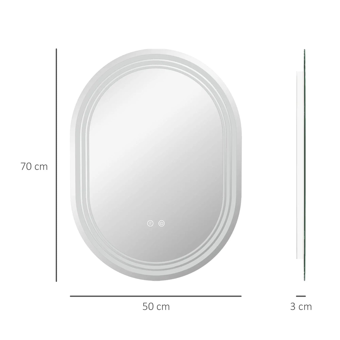 kleankin Bathroom Mirror with LED Lights Makeup Mirror, Anti-fog Touch, Switch, Vertical or Horizontal