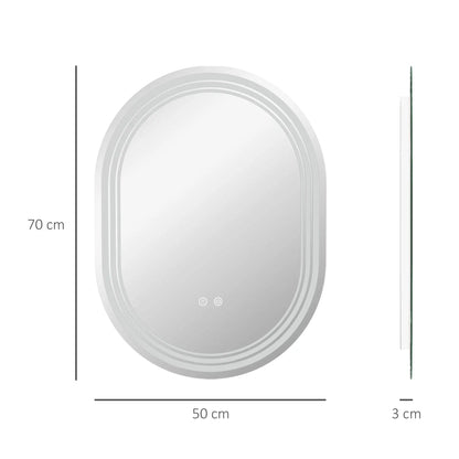 kleankin Bathroom Mirror with LED Lights Makeup Mirror, Anti-fog Touch, Switch, Vertical or Horizontal