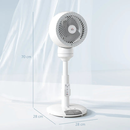 HOMCOM 9'' Air Circulator Fan 3 Speed, 70° Oscillation 90° Vertical Tilt, Height Adjustable, Remote Controller, for Living Room, Office