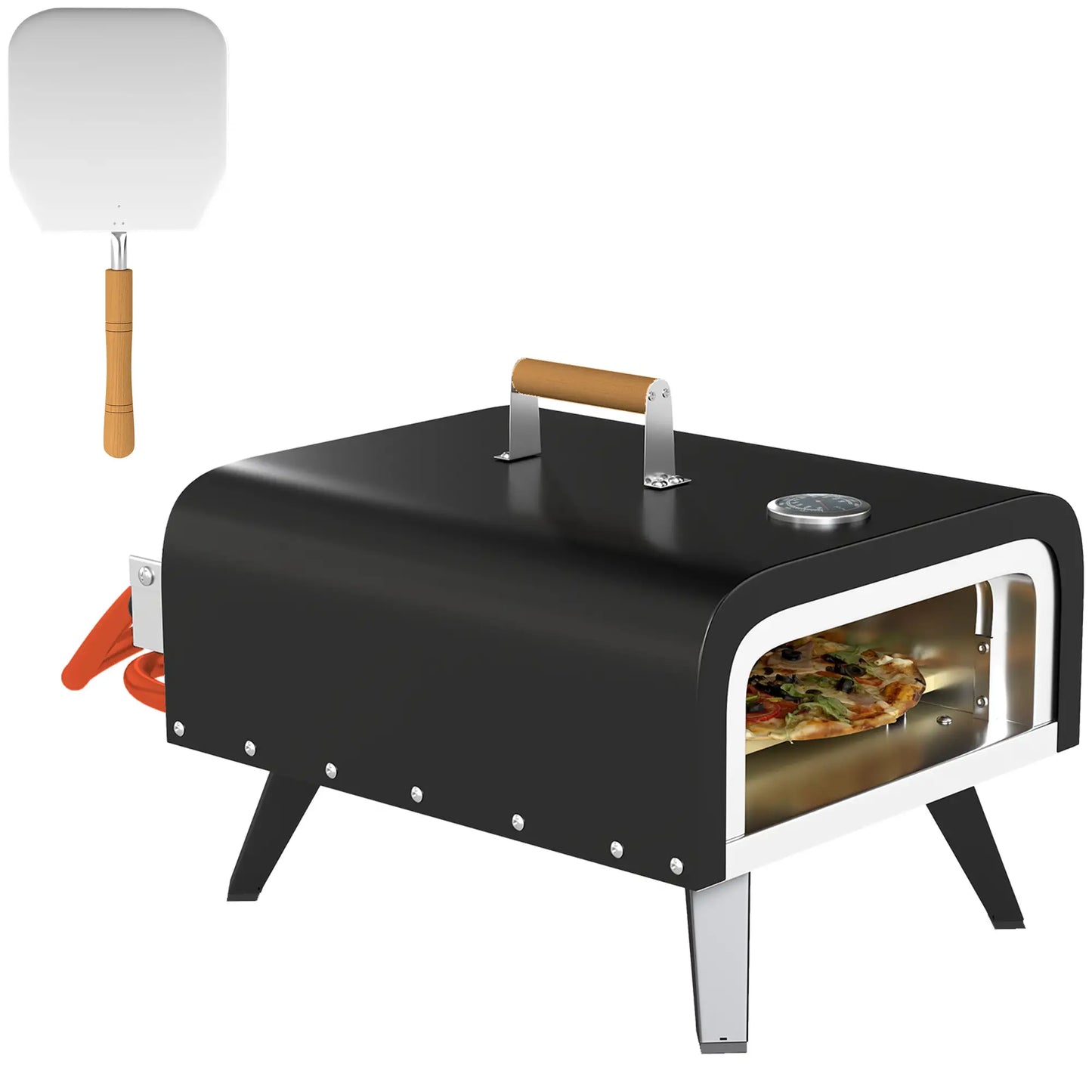 Outsunny Gas Powered 12" Pizza Oven Barbecue Charcoal Grills - Black