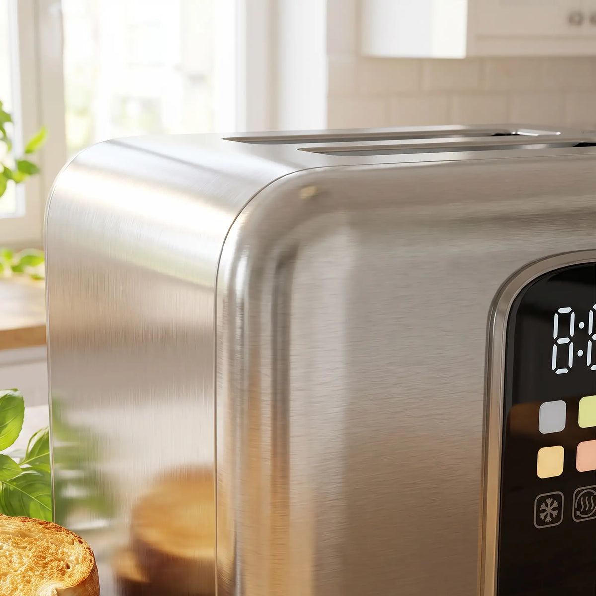 HOMCOM 2 Slice Smart Toaster with Touch Screen, LED Countdown & Warming Rack, Memory Function