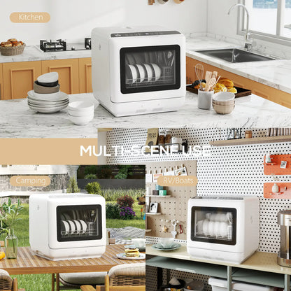 HOMCOM Modern 6L Five-Mode Tabletop Dishwasher - White