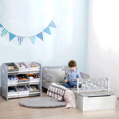 ZONEKIZ Kids Storage Rack with Nine Removable Baskets for Nursery, Bedroom, Playroom - Grey