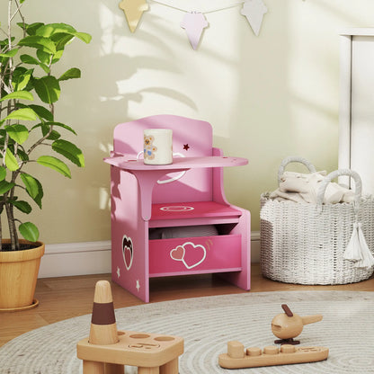 AIYAPLAY Kids Table & Chair Set, Children Desk & Chair with Storage Bins for Playing, Reading, Pink