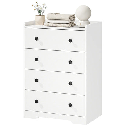 HOMCOM 4 Drawer Chest of Drawers, Modern Dresser for Bedroom, Storage Cabinet, White Wood Effect