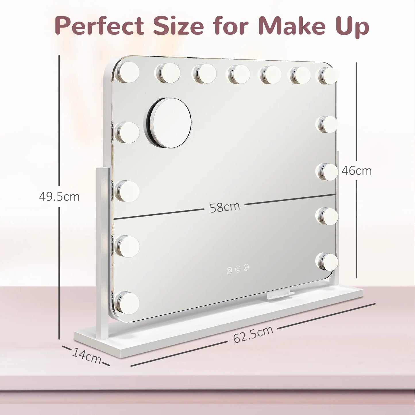 HOMCOM 14 LED Bulb Tabletop Makeup Mirror, with Adjustable Settings