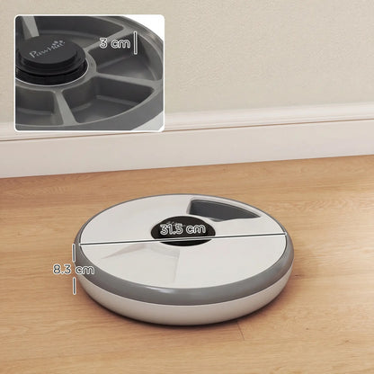 PawHut Automatic Cat Feeder Programmable Timer for Dry Wet Food Cat Food Dispenser with Ice Pack for 6 Meals