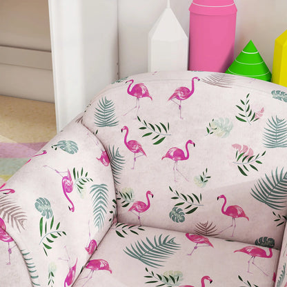 AIYAPLAY Kids Armchair with Flamingo Design, Wooden Frame for Bedroom, Playroom - Pink