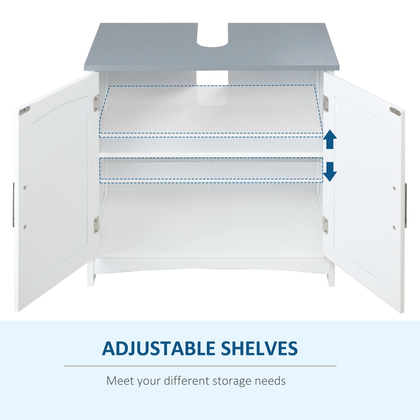 Kleankin Pedestal Under Sink Double Doors Cabinet, Modern Bathroom Vanity Unit, Storage Cupboard with Adjustable Shelves