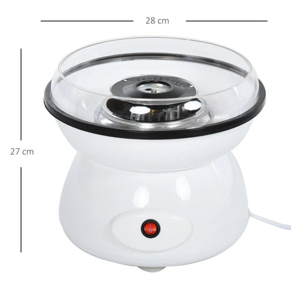 HOMCOM Candy Floss Machine, Automatic Cotton Candy Sweet Machine with Candyfloss Sticks, Non-Slip Base, White