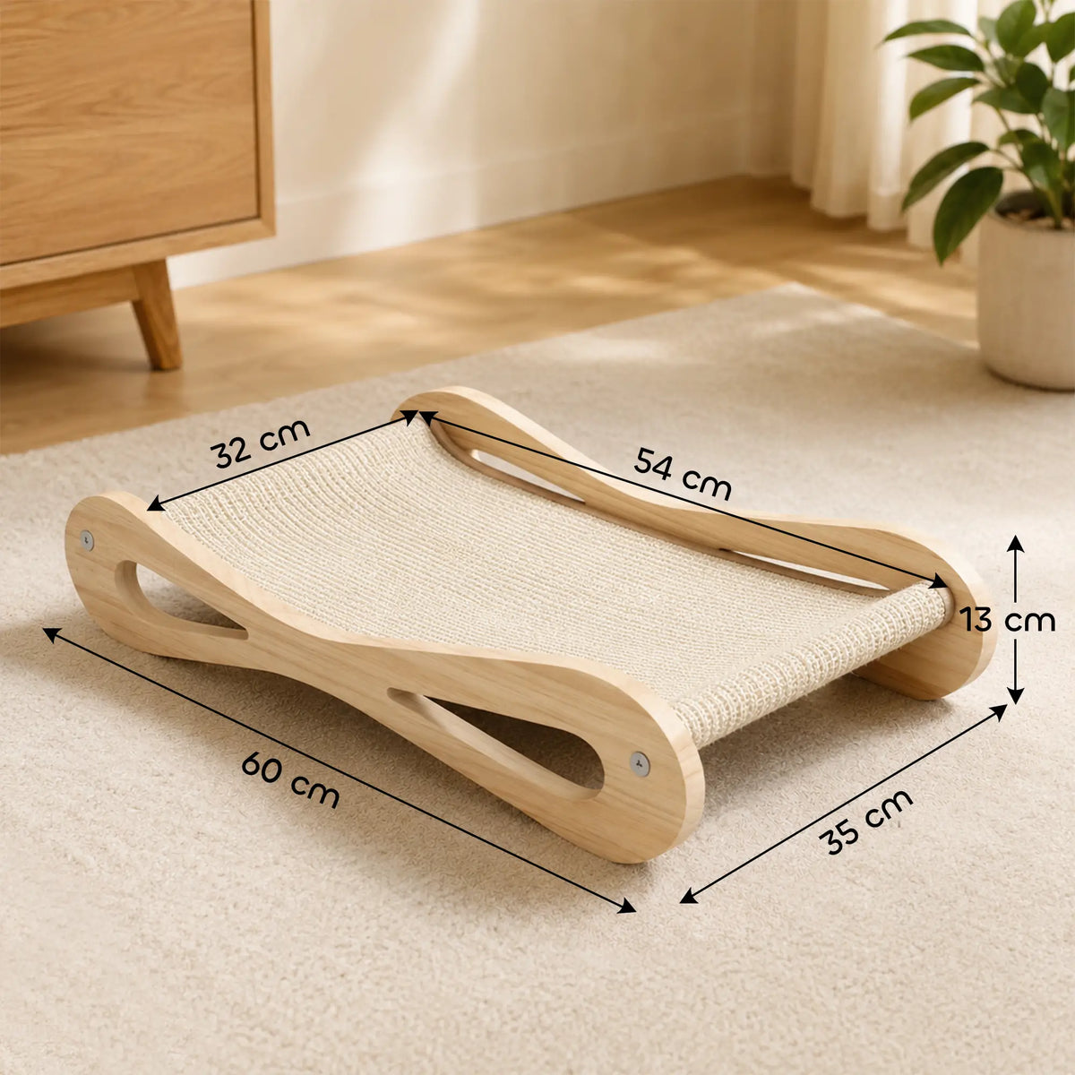 PawHut 2 in 1 Sisal Cat Scratcher Bed Cat Scratching Board and Lounger, Cream White