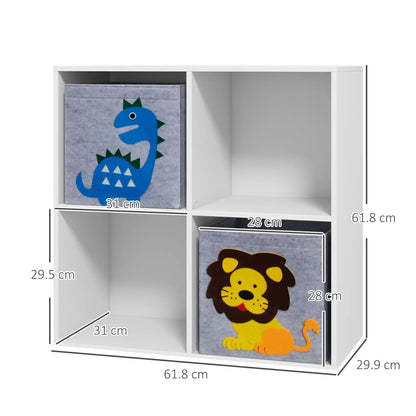 ZONEKIZ Kids Toy Storage Box with Two Non-Woven Fabric Drawers - White