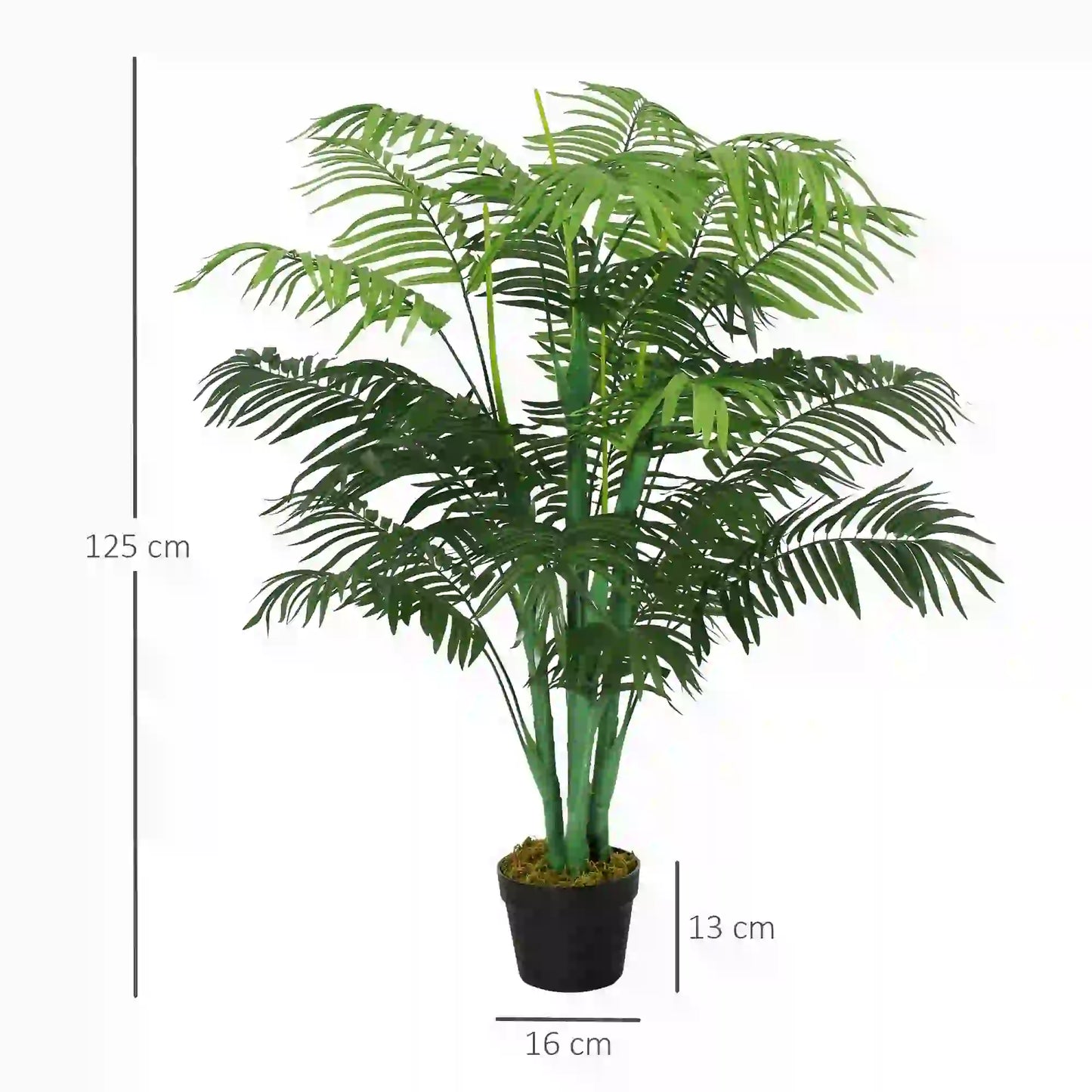 Outsunny Artificial Palm Plant Decorative Tree with Nursery Pot, Fake Plastic Indoor Home Office Décor, Green