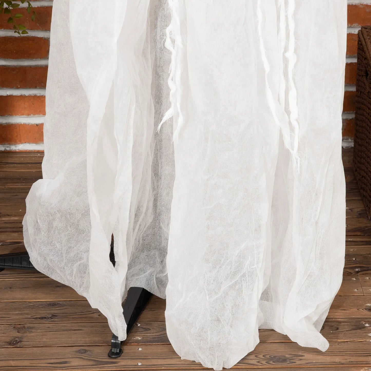 Outsunny Halloween Decorations White Witch Holding Pumpkin Head, Ghost Prop with Light Up Eyes & Body